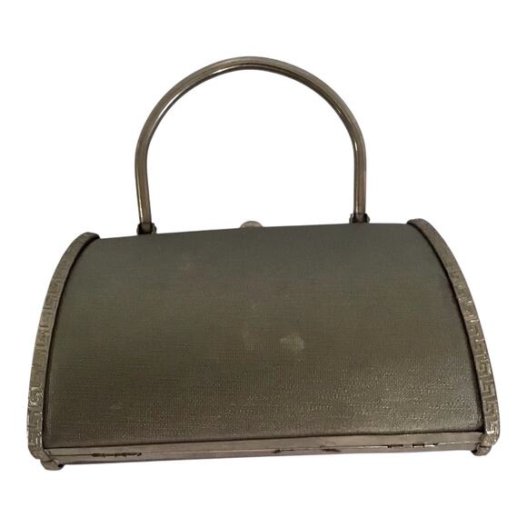 Vintage Silver Metal Clutch Purse Evening Handbag Top Handle 8.5x4 - Picture 11 of 16